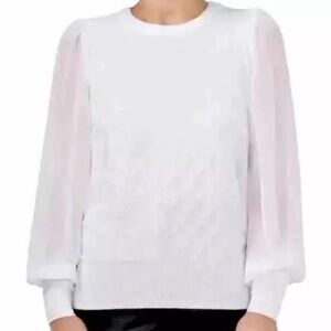 Halogen-Chiffon Sleeve Sweater-Women's Size: Small-Color: Bright White-NEW!!